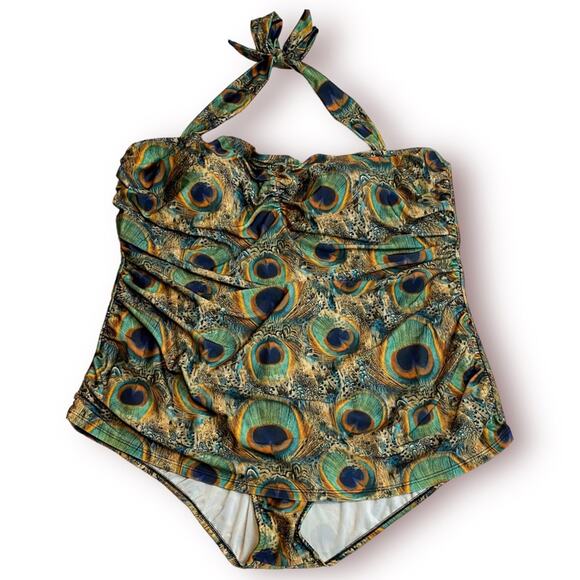 MODCLOTH ESTHER WILLIAMS Peacock Pinup Retro Swimsuit - Picture 3 of 7